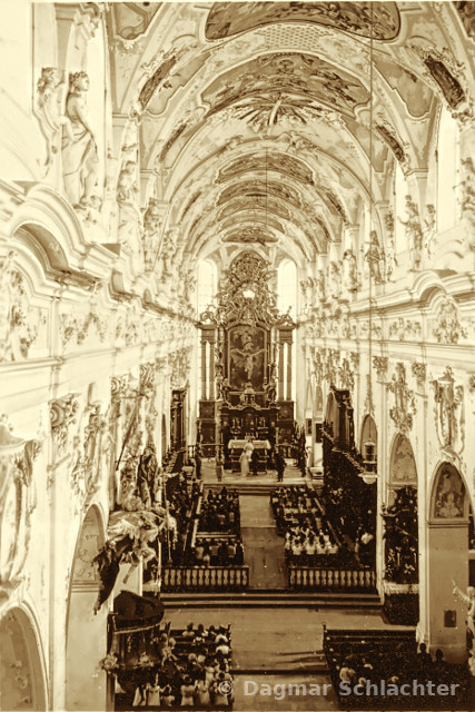 Innenansicht Klosterkirche Ochsenhausen 1934 Innenansicht der Klosterkirche Ochsenhausen 1934