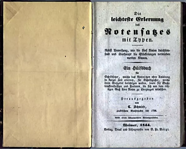 Carl Schmied: Die leichteste Erlernung des Notensatzes mit Typen (1844)