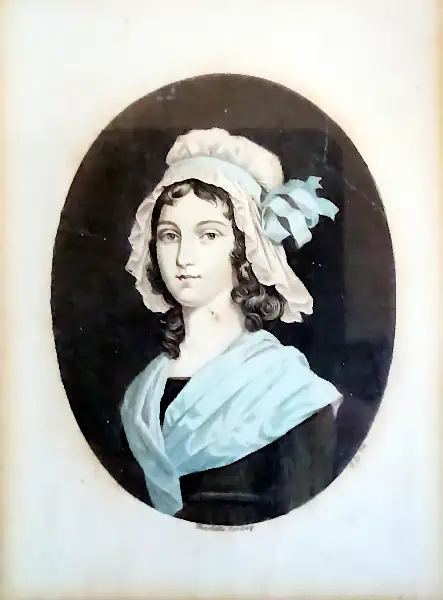Zeitnaher Kupferstich mit dem Portät der Mörderin von Jean Paul Marat 1793