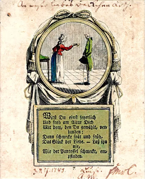 Verlobungskarte aus dem Jahr 1789 Holzstich: Verlobungskarte aus dem Jahr 1789