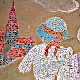 Farbstift-Zeichnung der Kunstrichtung Art Brut