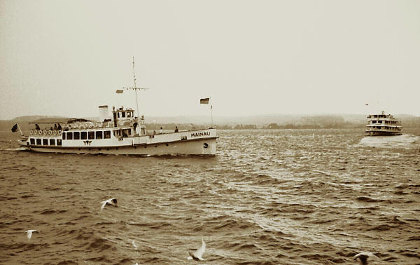 Das Motorschiff Mainau im Bodensee 1959 Das Bodenseeschiff Mainau