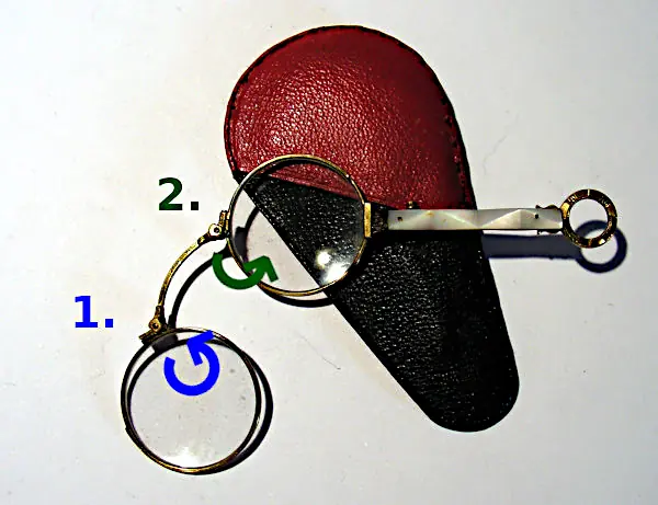 Foto einer Jugendstil Lorgnette um 1900 Stilbrille oder Lorgnon aus der Zeit des Jugendstils um 1900